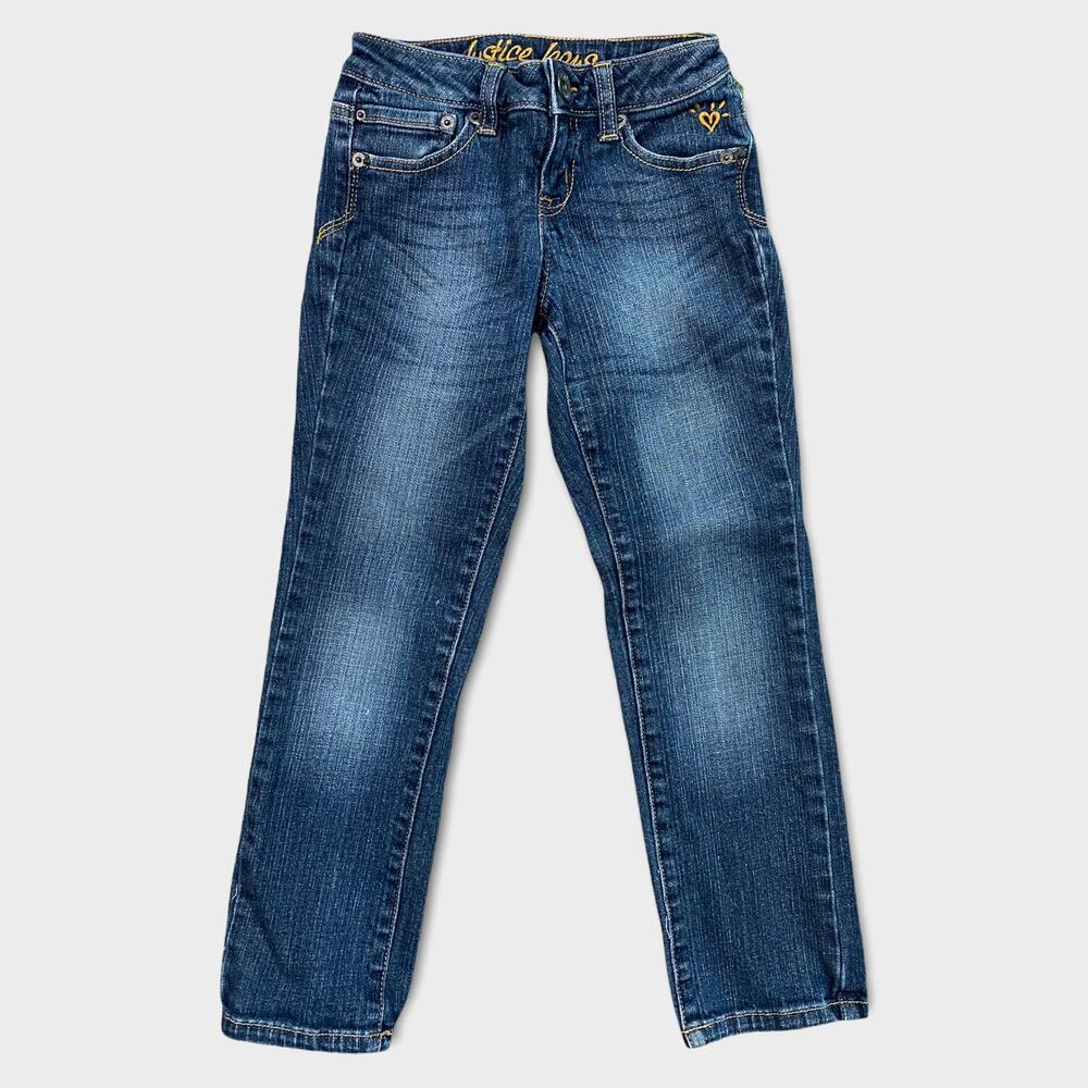 Justice Jeans Simply Low 7R Girls Blue Denim Jeans Cotton Spandex